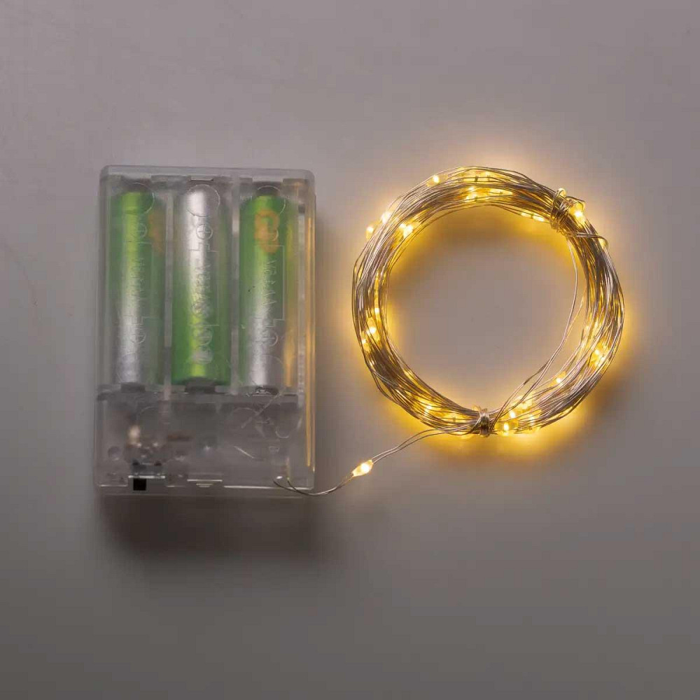 Гірлянда "Роса" 10м, 100 LED, жовтий провід, на батарейках Київ - фото 4