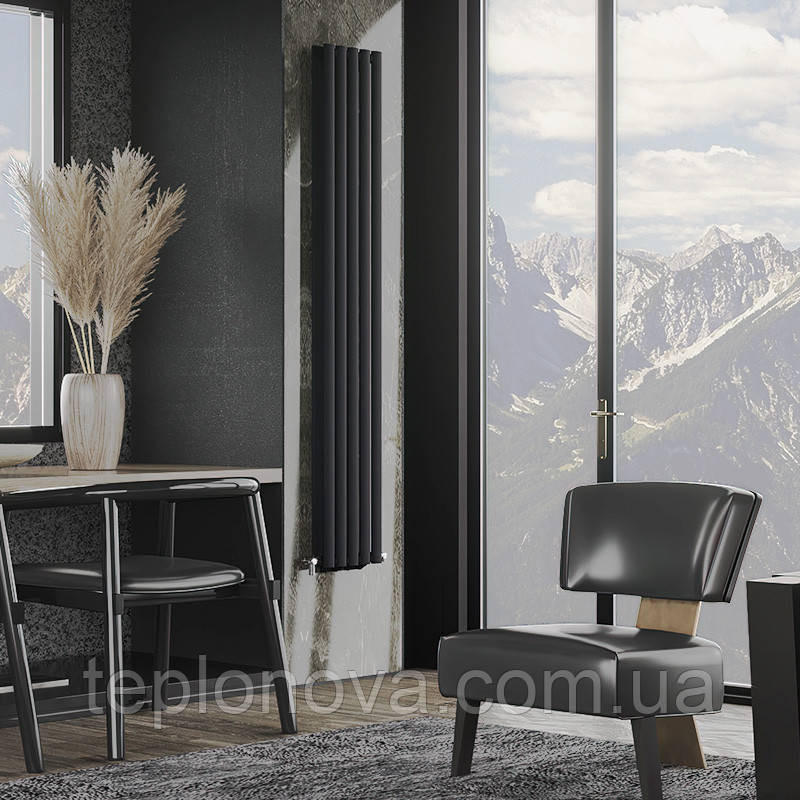 Дизайнерський радіатор 1800/295 (мм) чорний мат IDEALE ADELE (універсальне підключення) 12 5/1800/295 Чернівці - фото 3