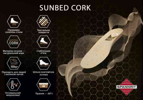 Міцна та зносостійка основа устілки з натурального корка Sunbed Cork 37 Дніпро