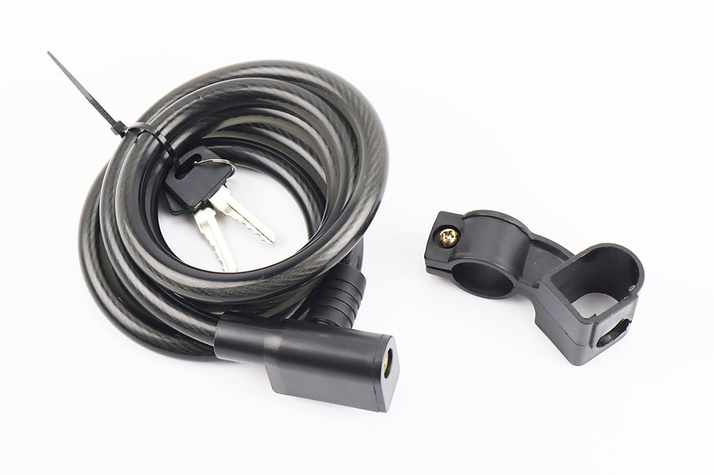 Замок протиугінний тросовий 1500х12мм під ключ, кріплення за трубу сидіння, JK9606-102.105 Київ - фото 1