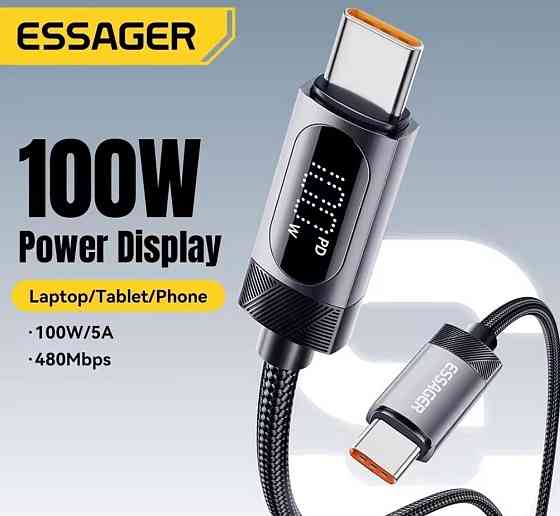 Кабель Essager 100W PD Type-C LED Display 5A E-Marker. Харьков