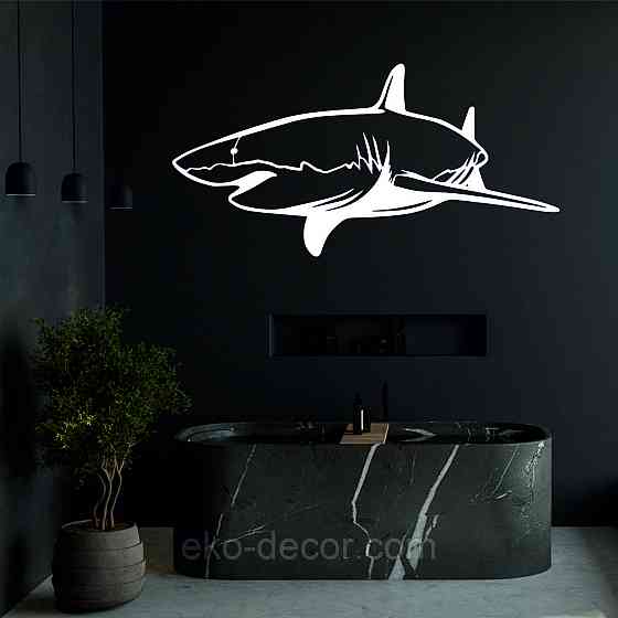 Декоративное настенное Панно «Акула» Декор на стену 50*30 см, Белый Киев