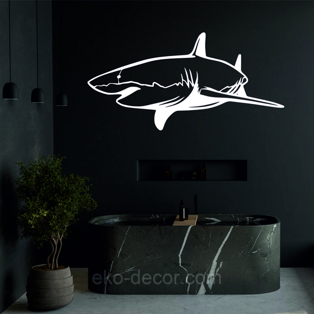Декоративное настенное Панно «Акула» Декор на стену 50*30 см, Белый Киев - изображение 3