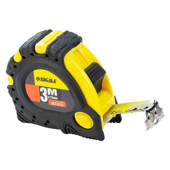 Рулетка магнітна гумова JT фіксатор + гальм 3 м × 19 мм SIGMA (3823031) Київ