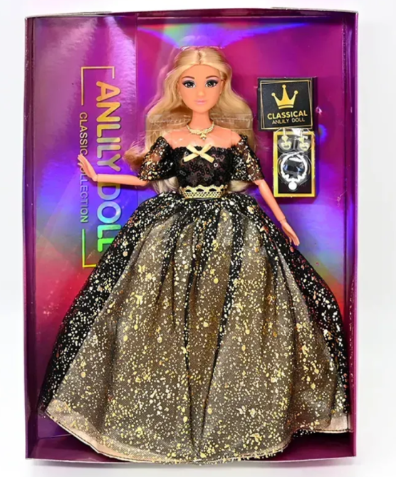 Лялька шарнірні суглоби знімний одяг та взуття 2 кольє пара сережок 30см Чорна (616506) Чернигов - изображение 1