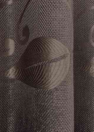 Шторна тканина льон рогожка "Листя" колір венге 1687ш Київ