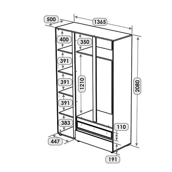 Шкаф трехдверный Эверест ШЛ-3 Лайт Дуб Крафт белый (DTM-071085) Львов