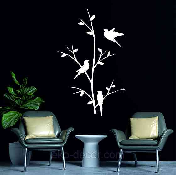 Декоративное настенное Панно «Птички», Декор на стену 110*68 см, Белый Киев