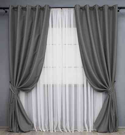 Комплект штор на люверсах VR-Textil Midnight № 1671ш 150х270 см 2 шт Сірий (37-0208) Київ