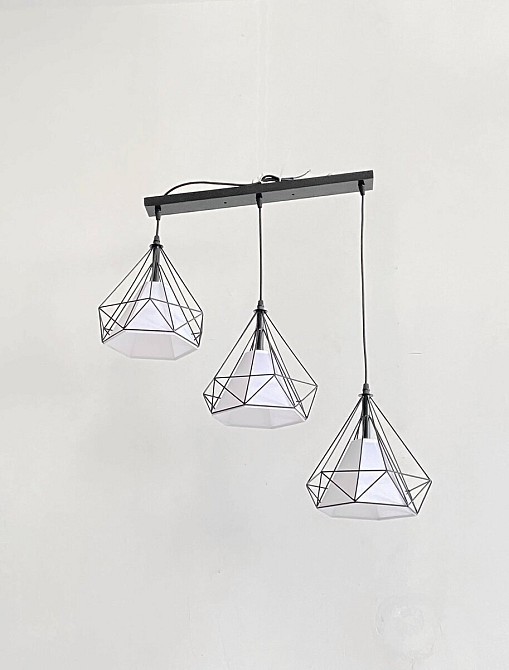 VALESO Підвісний світильник на три плафони VALESO TY01B-3 Лофт чорний E27 Коломия - фото 1