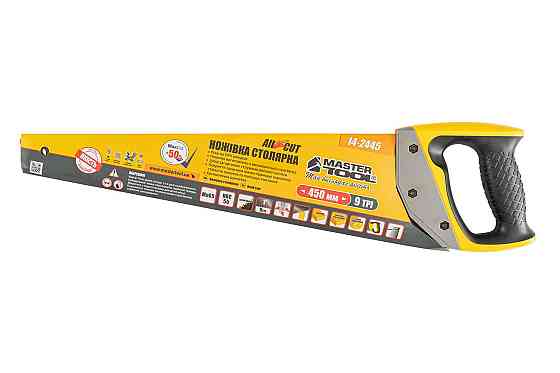 Ножівка столярна MASTERTOOL BLACK ALLIGATOR 450 мм 9TPI MAX CUT загартований зуб 3-D заточування тефлонове покриття 14-2445 Коломия