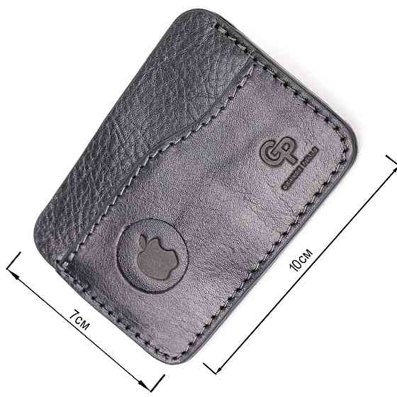 Картхолдер горизонтального типу з утримувачем для Apple AirTag з натуральної шкіри GRANDE PELLE 11613 Чорний Київ