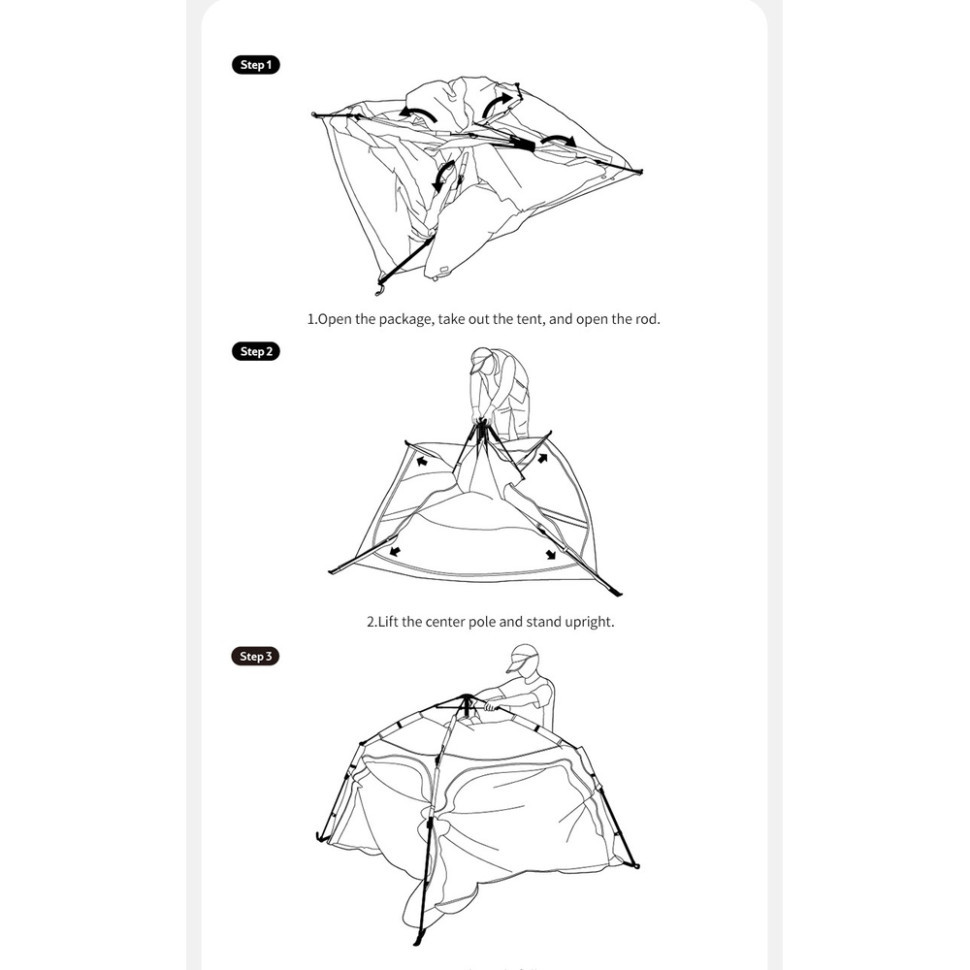 Намет тримісний автоматичний із тентом Naturehike Ango CNK2550WS010, S, сірий Київ - фото 12