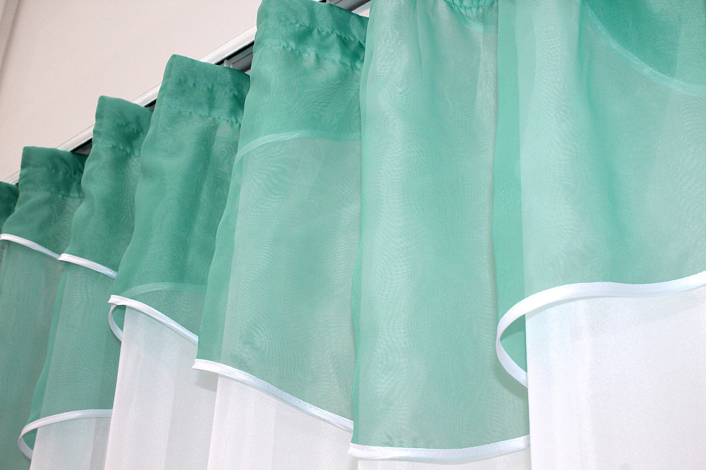 Кухонна тюль арка з ламбрекеном VR-Textil № 025к білий з бірюзовим 270х170 см (52-0234) Київ - фото 4