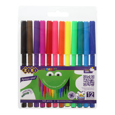 Фломастери ZiBi SMART Line 12 кольорів (ZB.2809) Вінниця - фото 1