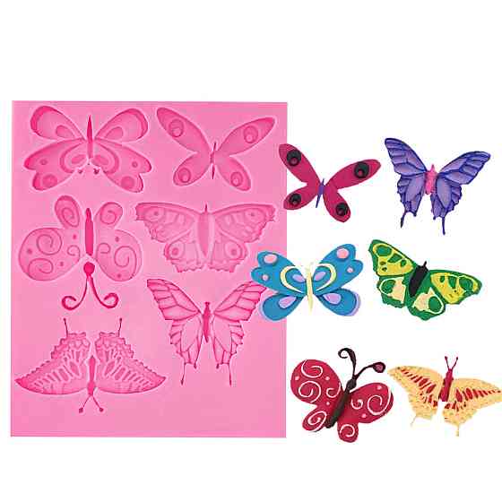 Молд силиконовый Бабочки 89 на 108 мм розовый Киев