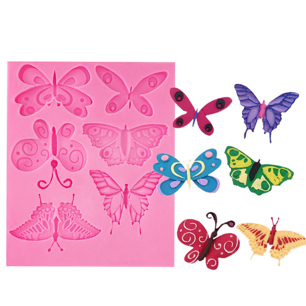 Молд силиконовый Бабочки 89 на 108 мм розовый Киев - изображение 1