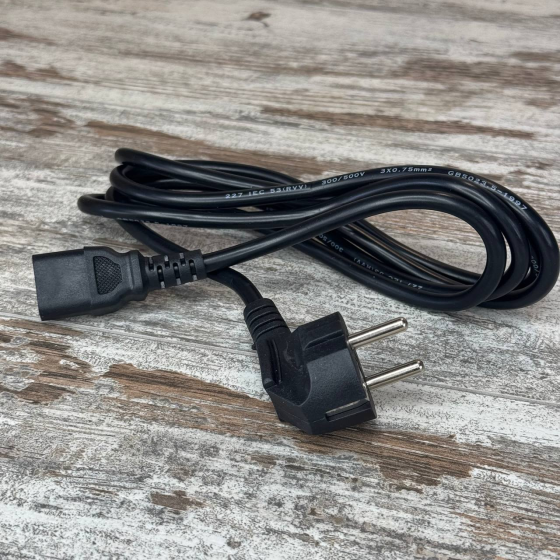 Кабель живлення IEC C13 1.5 м, мережевий шнур з євровилкою прямий для комп’ютера та техніки Київ