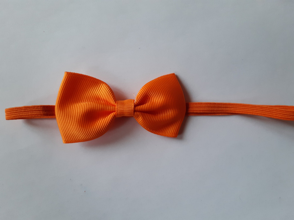 Дитяча повязочка на голову помаранчева - розмір універсальний (на резинці), бантик 7см Київ - фото 2