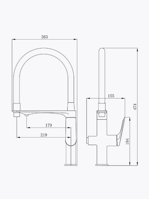 Змішувач для кухні Mixxus Premium DERBY 021 (NUT) REFL.BLACK з виходом для питної води та гнучким виливом Чернівці - фото 2