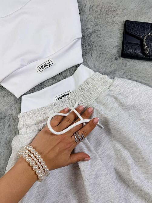 Жіночий стильний повсякденний літній костюм двонитка, натуральний еластичний мікродайвінг Меланж, 46/48 Одеса - фото 4