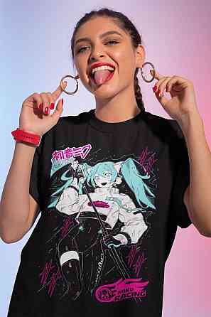 Футболка для мальчика аниме Хатсуне Мику Аниме Гирл оверсайз (рост от 165 до 180 ) Черний AnimeJ0483m Днепр
