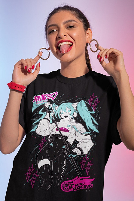 Футболка для хлопчика з аніме принтом Хатсуне Міку Аніме Гірл оверсайз (зріст від 165 до 180) Чорний AnimeJ0483m Дніпро - фото 2