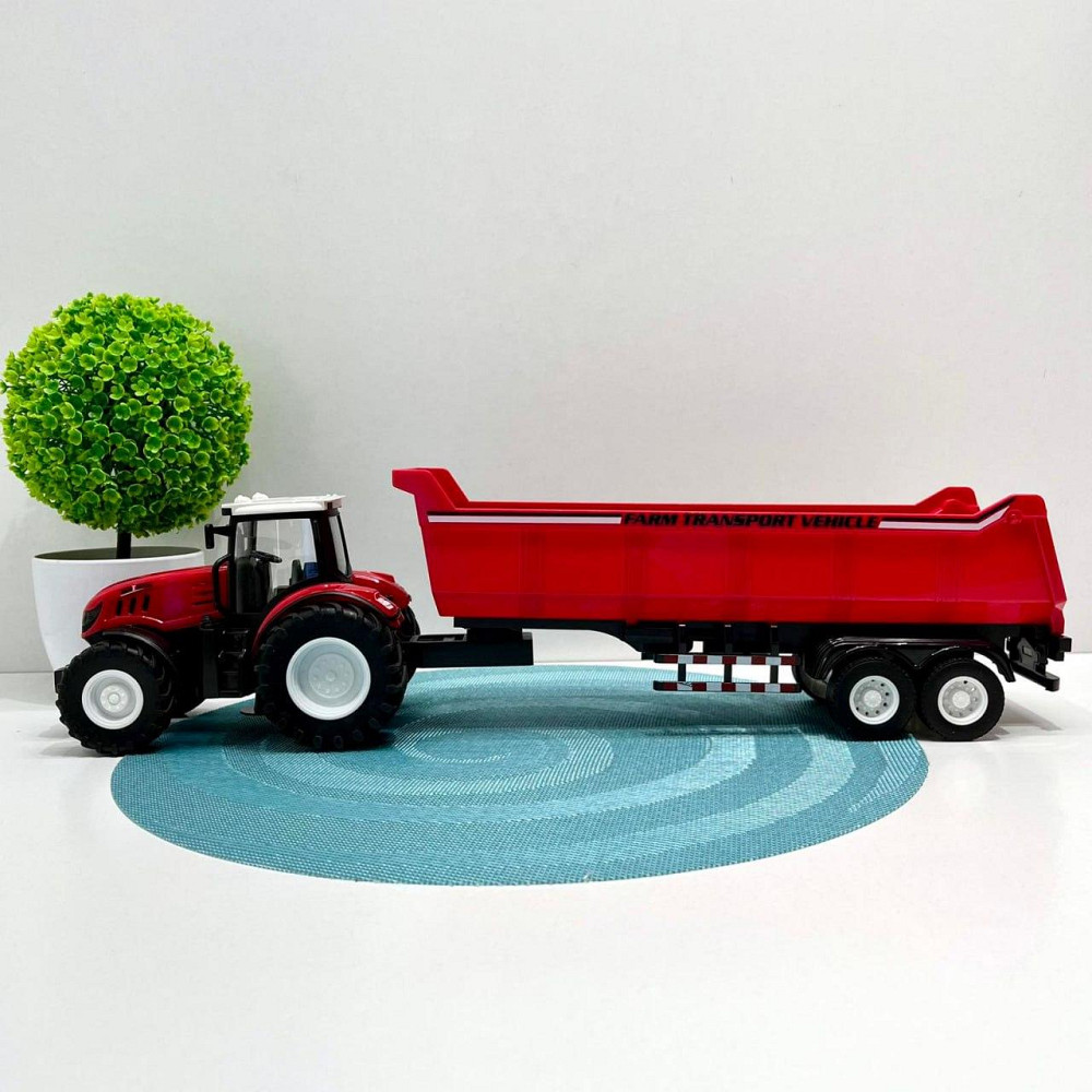 Трактор інерційний з причепом масштаб 1:14 гумові колеса світло звук Червоний (99-55D)) Чернигов - изображение 4