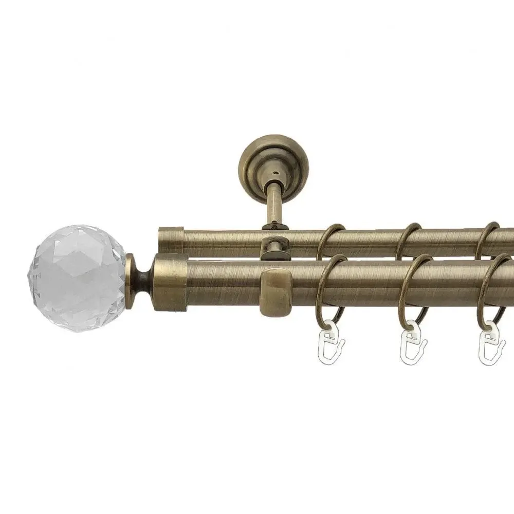 Карниз Orvit Люміера металевий дворядний відкритий гладка труба кільце металеве Антик 25\16 мм 240 см Львов - изображение 1