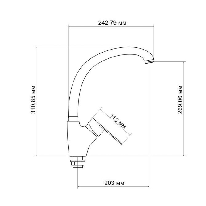 Змішувач для кухні з силуміну Lidz Tani 007F (k40) LDTAN007FCRM44970 Chrome Харків - фото 2