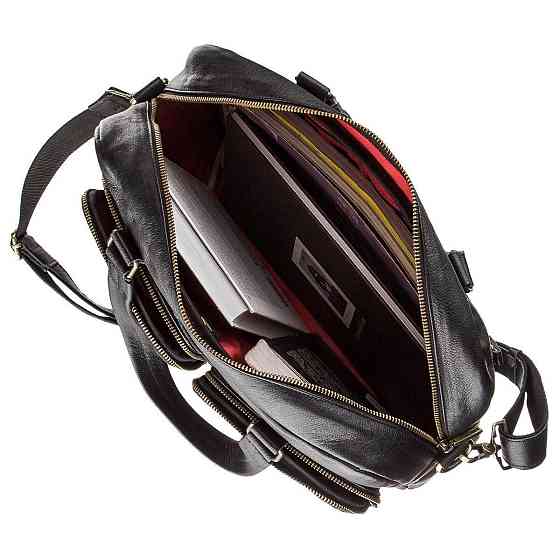 Чоловіча шкіряна ділова сумка-портфель для ноутбука Чорна (SHVIGEL) Київ