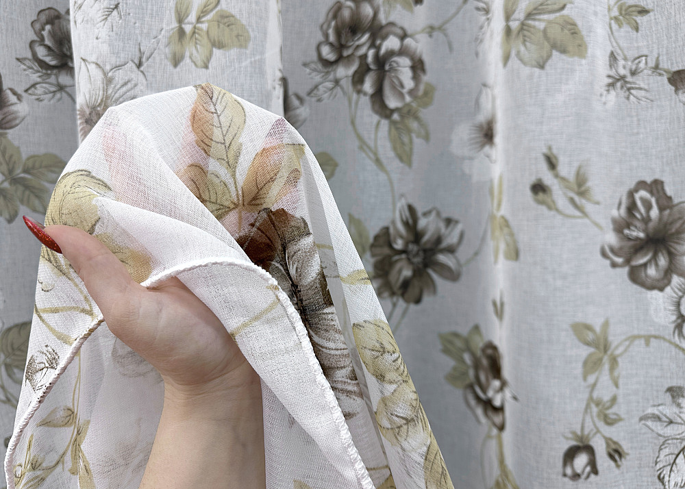 Тюль VR-Textil 1267т Flora Батист Белый с коричневым 400х270 см (42-1377) Киев - изображение 4