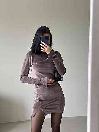 Женское праздничное элегантное велюровое мини-платье Мокко, 46/48 Одесса