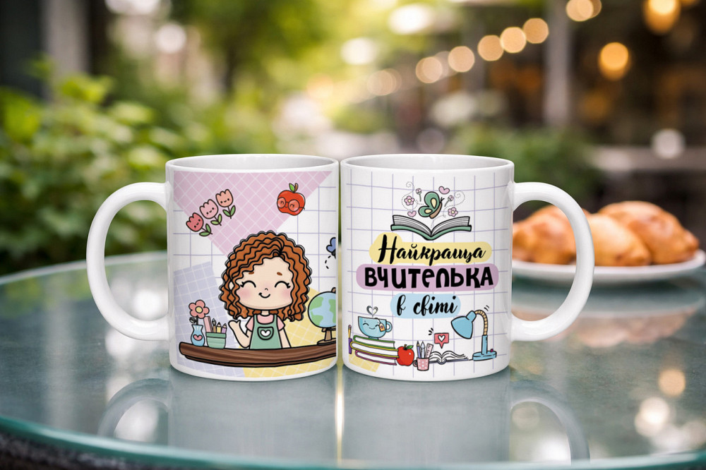 Чашка для вчительки «Найкраща вчителька у світі» 330 мл | Подарунок вчителю Жувтій Одеса - фото 1