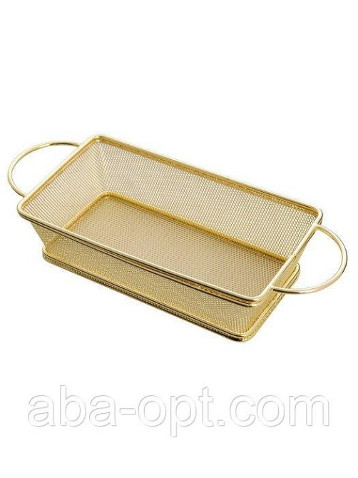 Кошик для подачі снеків прямокутний золотого кольору 20 х 12 х 6 см (шт) Одеса - фото 1
