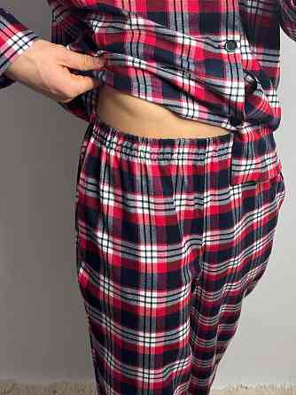 Мужская хлопковая пижама в клетку Красно-белый, XS/S Харьков