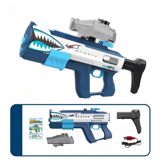 Водный пистолет, мощный бластер с подсветкой, аккумуляторный, игрушечный водяной автомат для детей, акула Каменец-Подольский