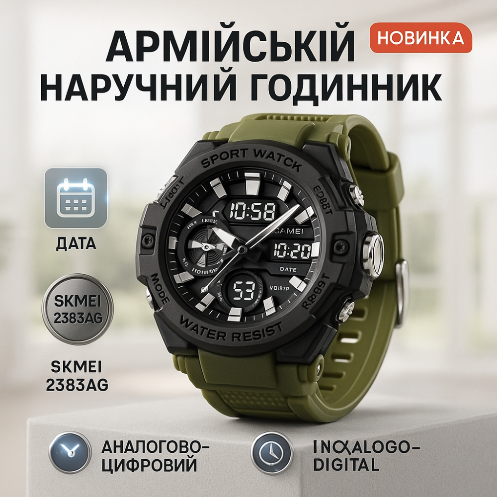 Армейские часы топ SKMEI 2383AG, Наручные часы для военных тактические часы Спортивные прочные NZ-36 Львов - изображение 4
