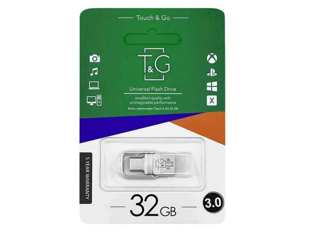 Флешка USB 32GB 3.0 104 USBType-C сталева (коротка) ТМ TG Київ - фото 1