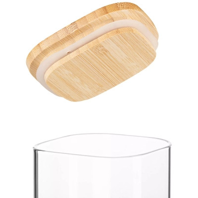 Емкость для сыпучих продуктов Ardesto Midori 1300мл, скло, бамбук, квадратна, прозорий (AR1313BBS) Вінниця - фото 2
