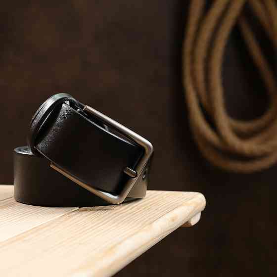 Кожаный батальный ремень для мужчин Vintage 20700 Черный Киев