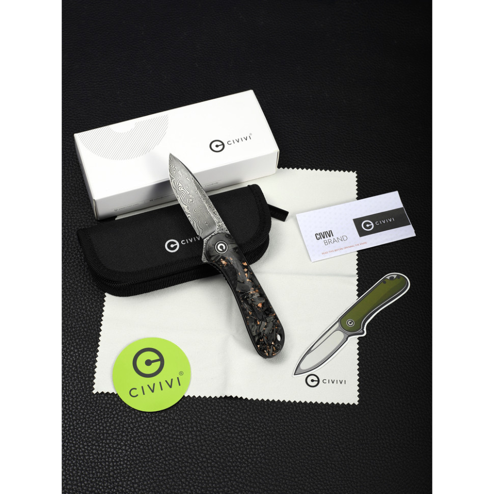 Ніж складаний кишеньковий Civivi Elementum, (7.5 см) Damascus / Carbon Fiber чорний Киев - изображение 17