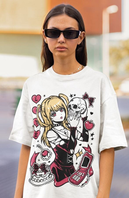 Футболка чоловіча з аніме принтом Зошит смерті оверсайз (S/M/L) Чорний AnimeJ1209 Дніпро - фото 5