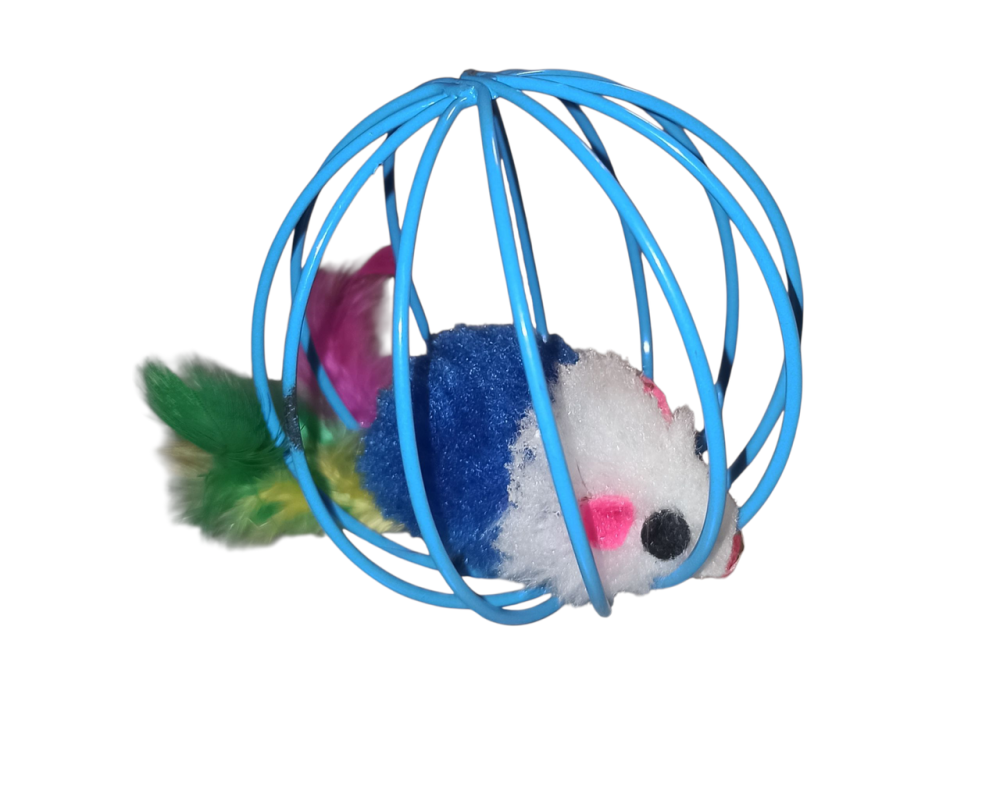 М'ячик для котів мишеня брязкальце в клітці 6 см синій Київ - фото 5