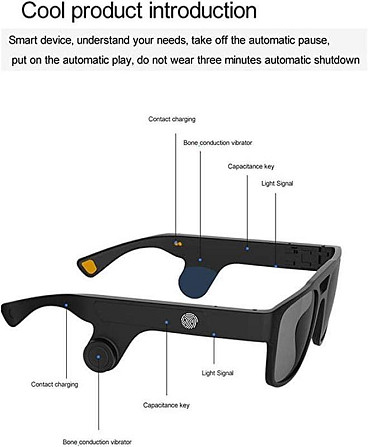 Smart Audio glasses Інтелектуальні сонцезахисні окуляри bluetooth gokul bone conduction смарт аудіо окуляри Дніпро - фото 5