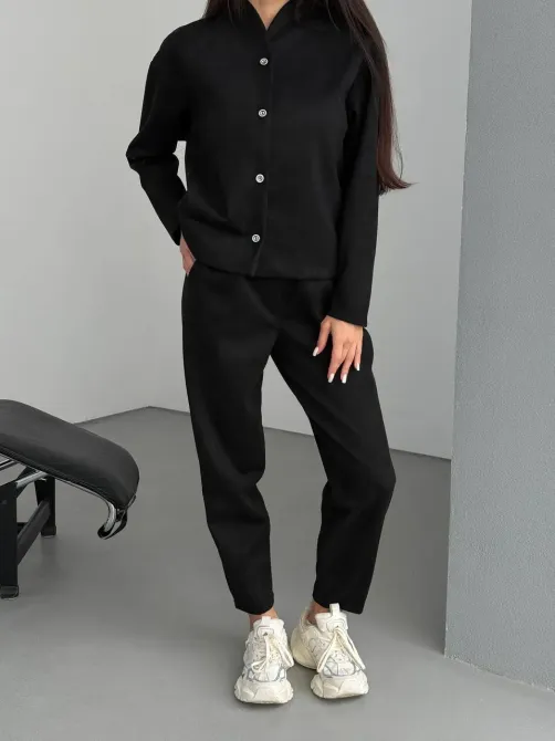 Жіночий костюм із замшу на дайвінгу чорний та світлий беж Одеса - фото 9