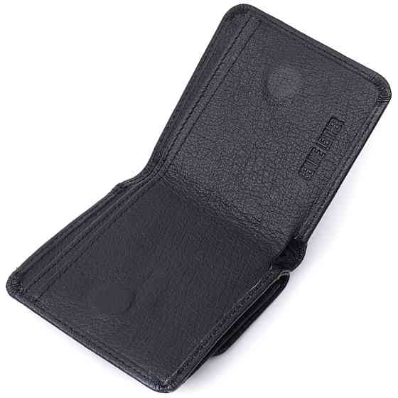 Компактный женский кошелек с карманом для монет из натуральной кожи ST Leather 22690 Черный Киев