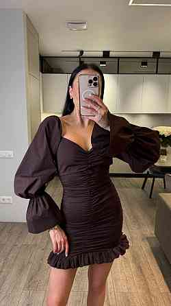 Жіноча приваблива вечірня міні-сукня з турецького коттона. Шоколад, 44/46 Одеса