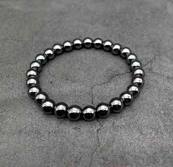 Гематитовый браслет 8 мм на резинке 19 см. Киев