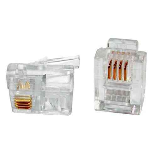 Коннекторы RJ11/RJ12/RJ14 6P4C телефонные, набор 100 шт, разъёмы для кабеля и телефонных линий Киев